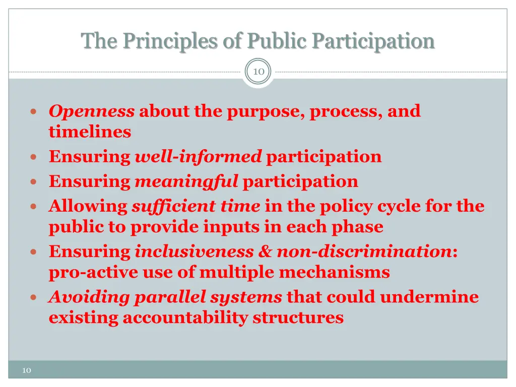 the principles of public participation