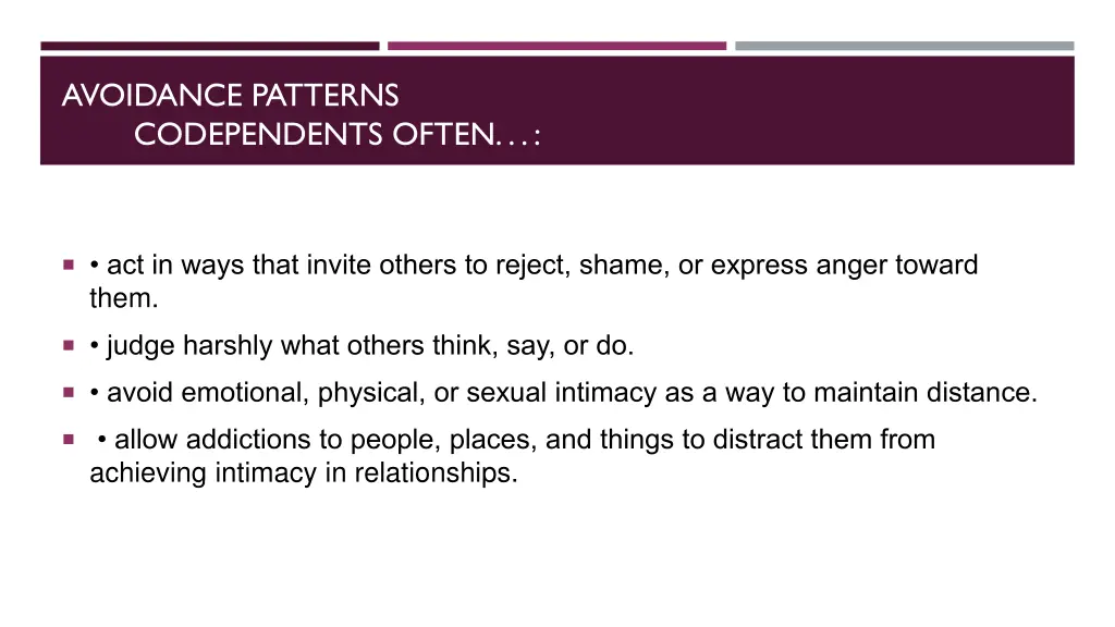 avoidance patterns codependents often