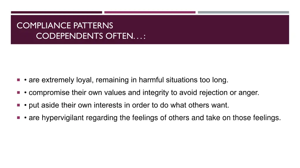 compliance patterns codependents often