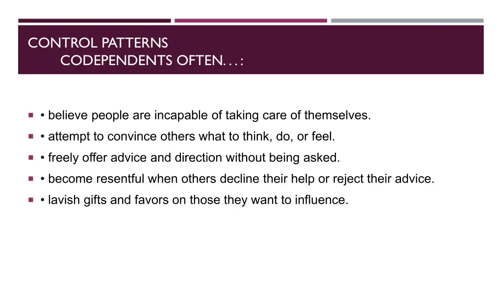 control patterns codependents often
