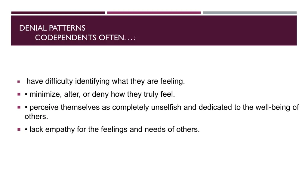 denial patterns codependents often