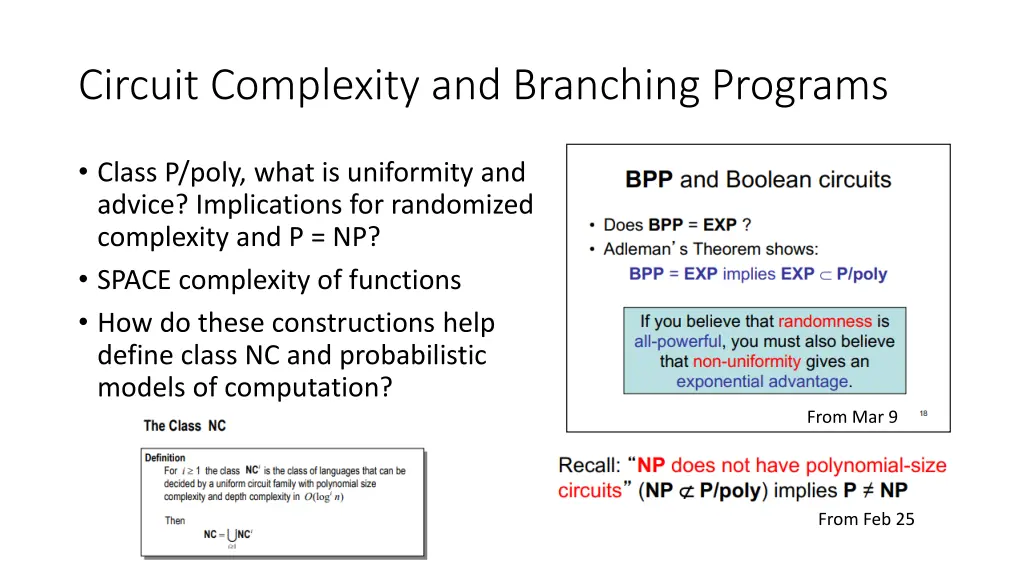 circuit complexity and branching programs