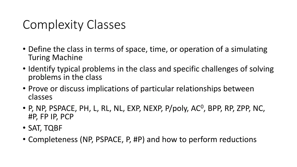 complexity classes