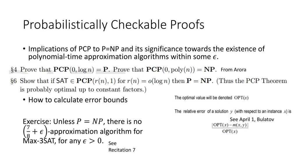 probabilistically checkable proofs