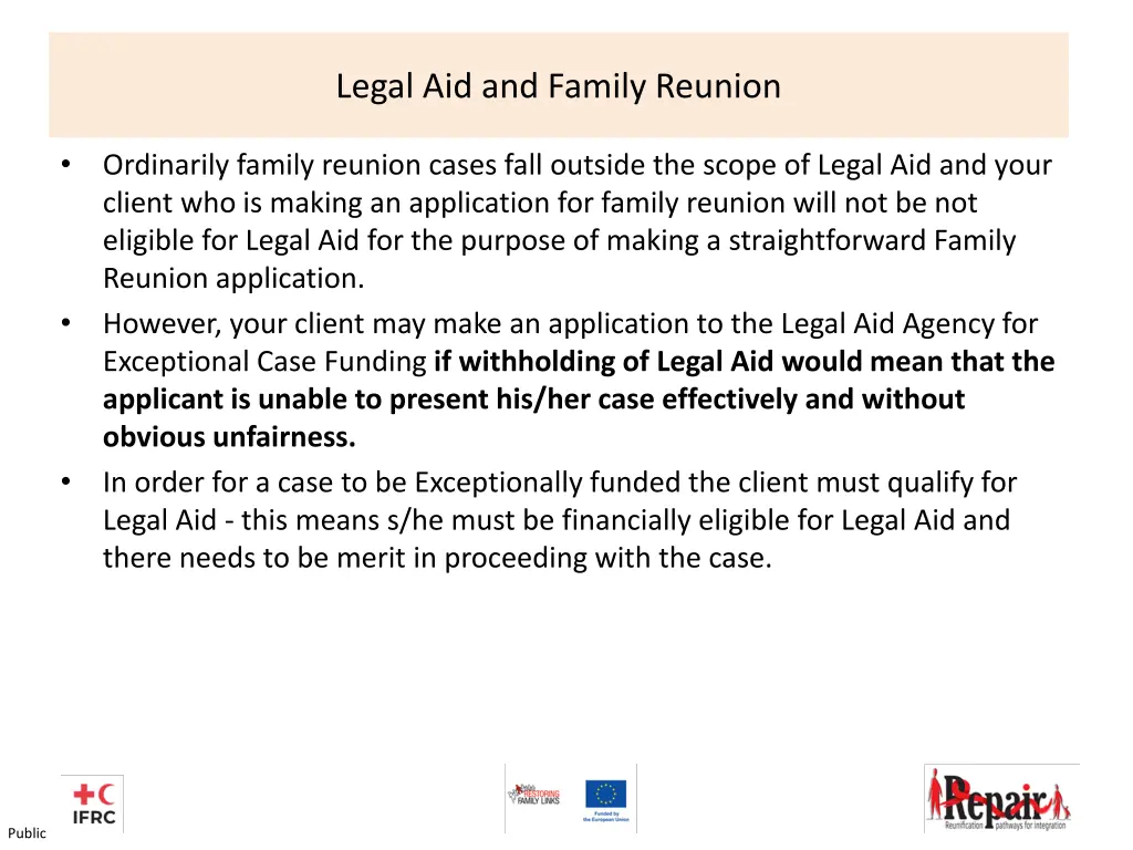 legal aid and family reunion