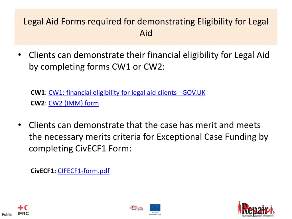 legal aid forms required for demonstrating