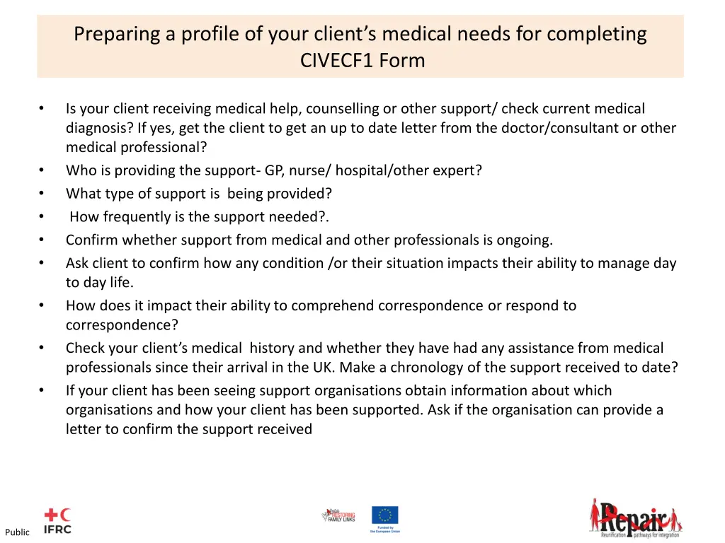 preparing a profile of your client s medical