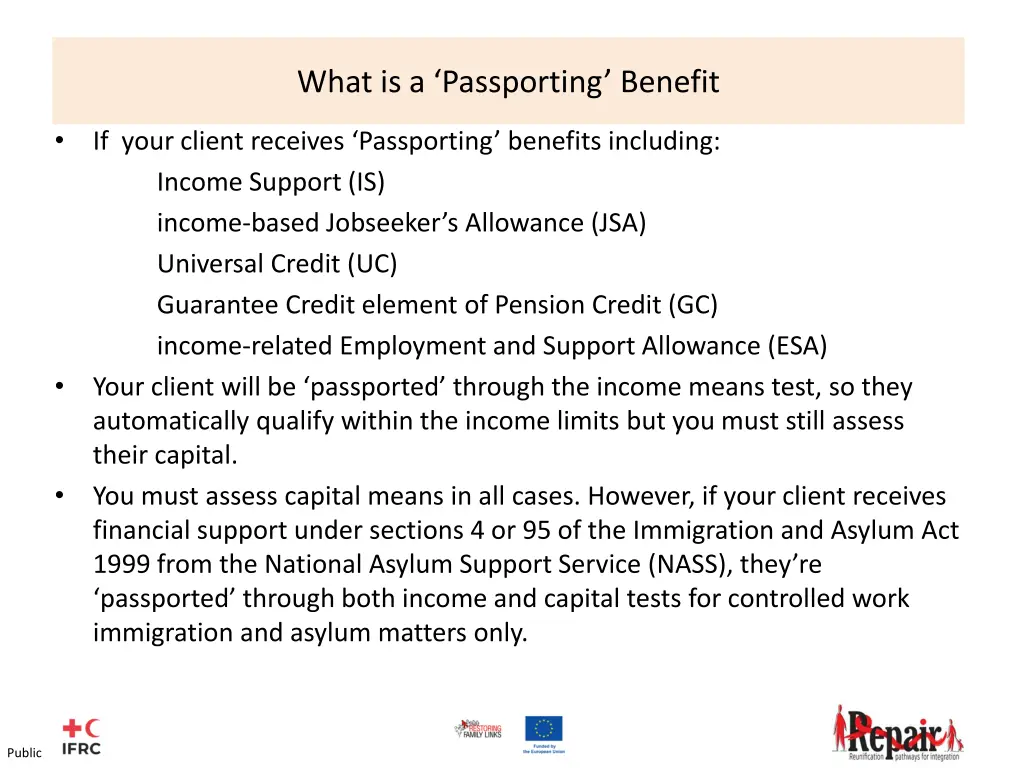 what is a passporting benefit