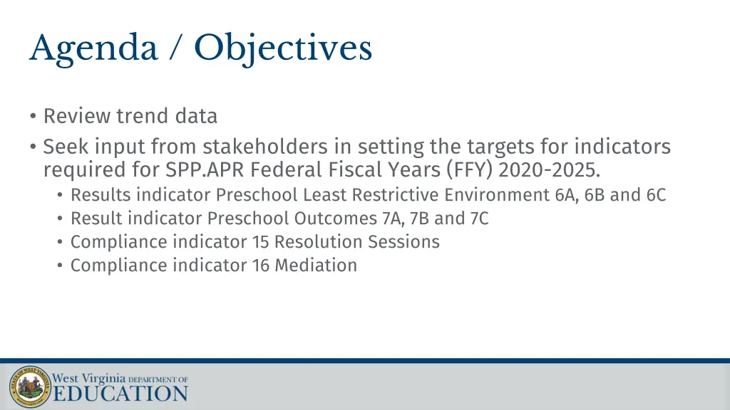 agenda objectives