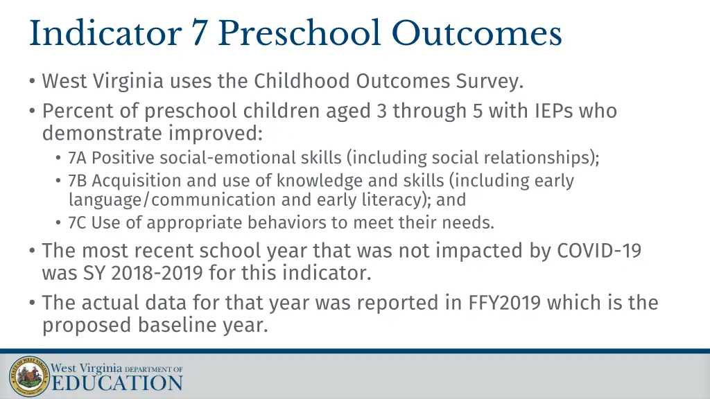indicator 7 preschool outcomes