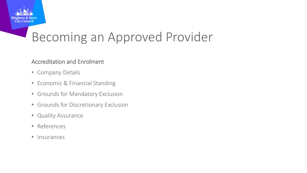 becoming an approved provider
