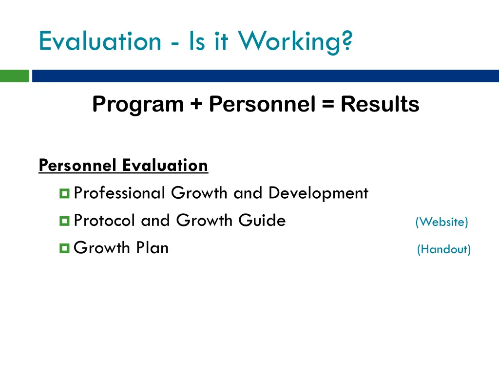 evaluation is it working 2