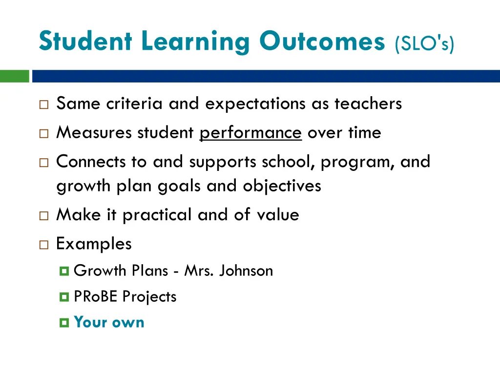 student learning outcomes slo s