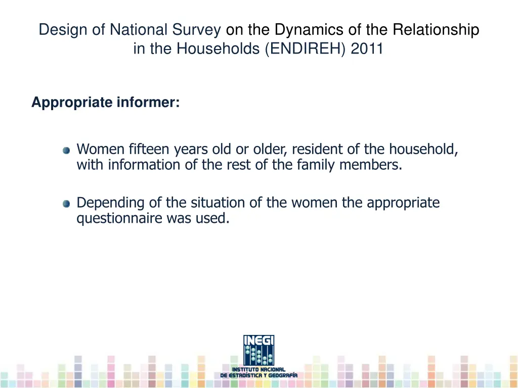 design of national survey on the dynamics