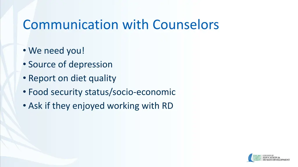 communication with counselors