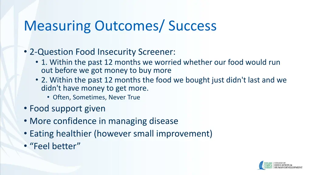 measuring outcomes success