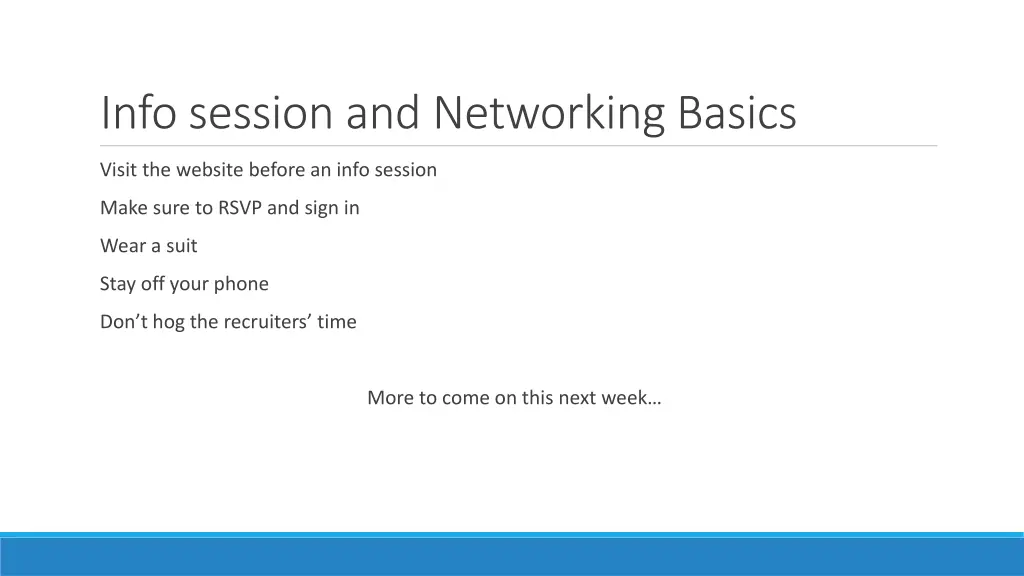 info session and networking basics