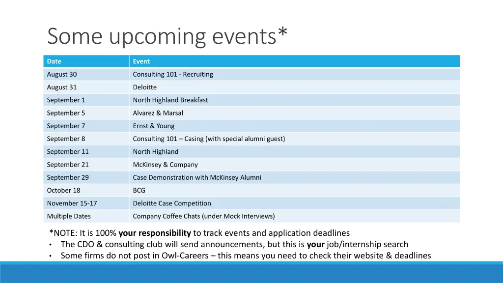 some upcoming events