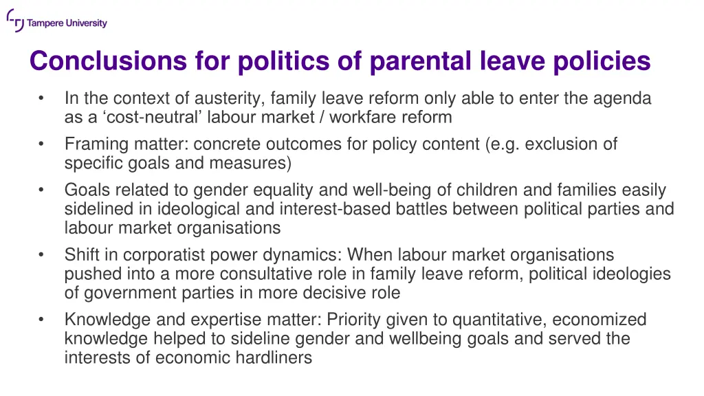 conclusions for politics of parental leave