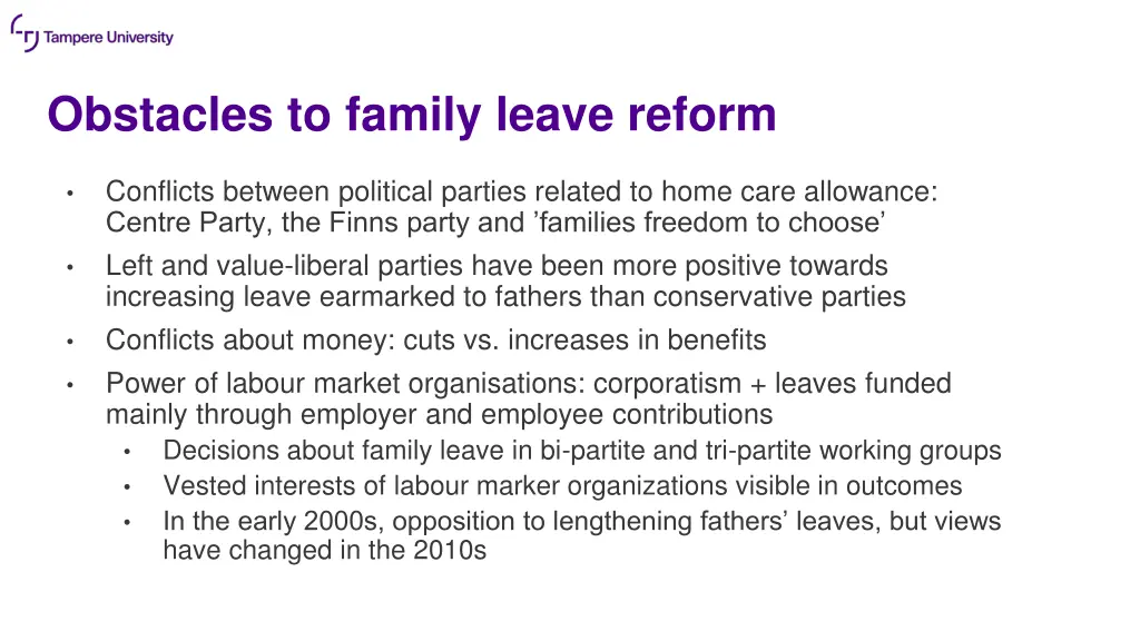 obstacles to family leave reform