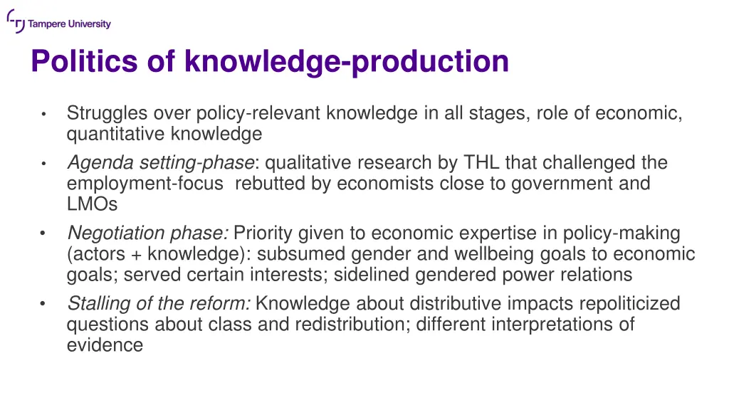 politics of knowledge production