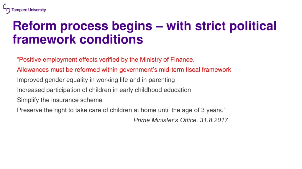 reform process begins with strict political