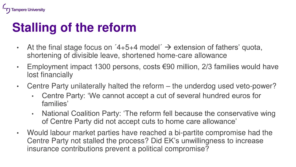stalling of the reform