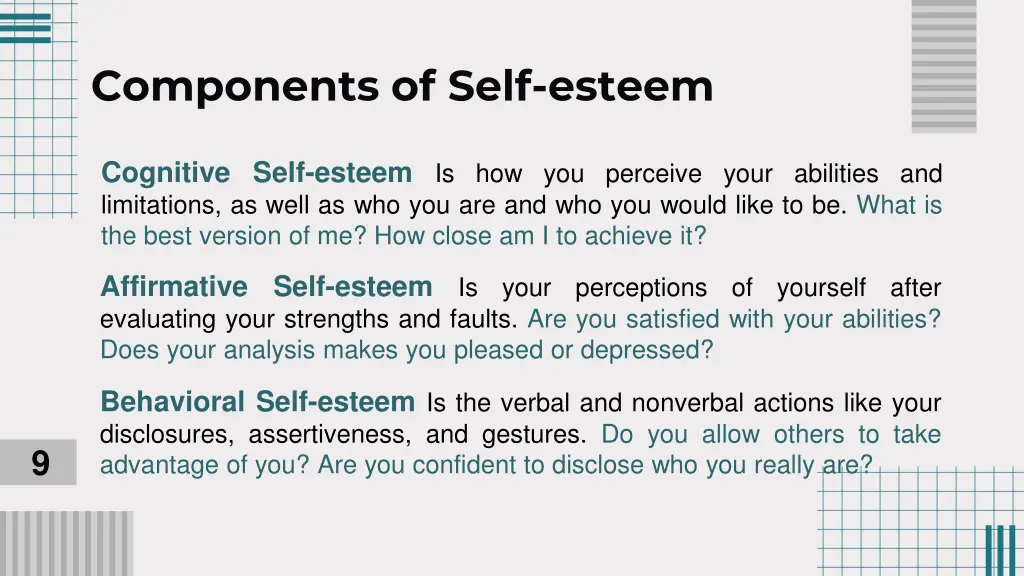components of self esteem