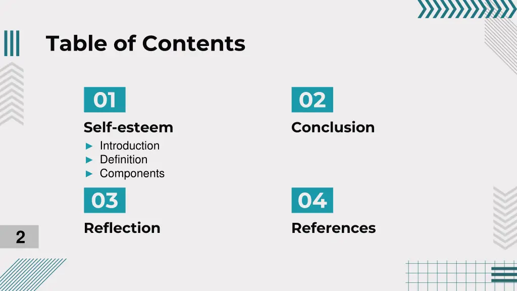 table of contents