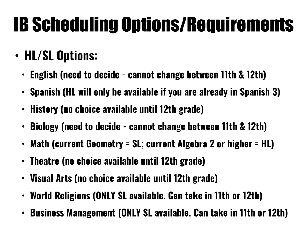 ib scheduling options requirements 1
