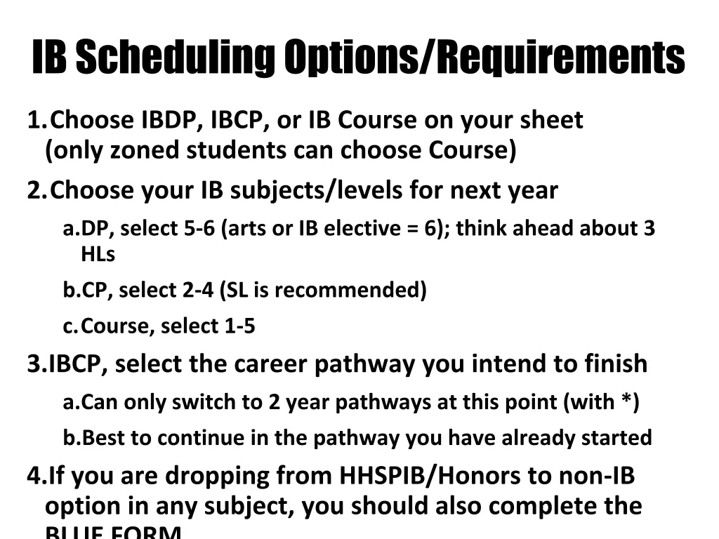 ib scheduling options requirements 2