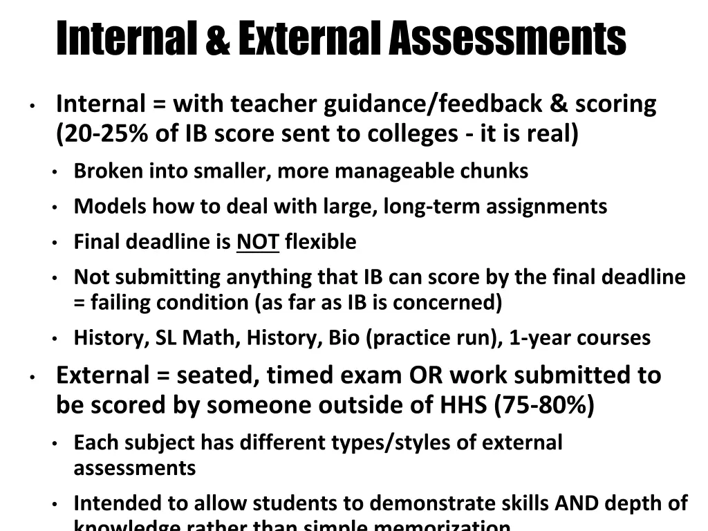 internal external assessments