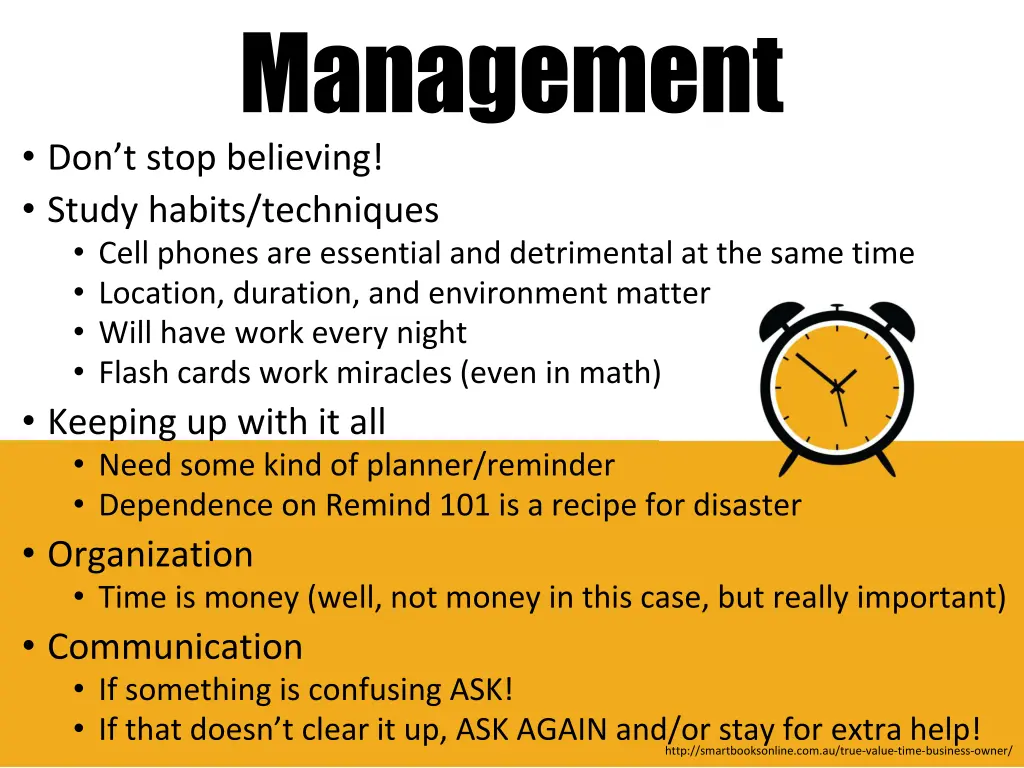management don t stop believing study habits