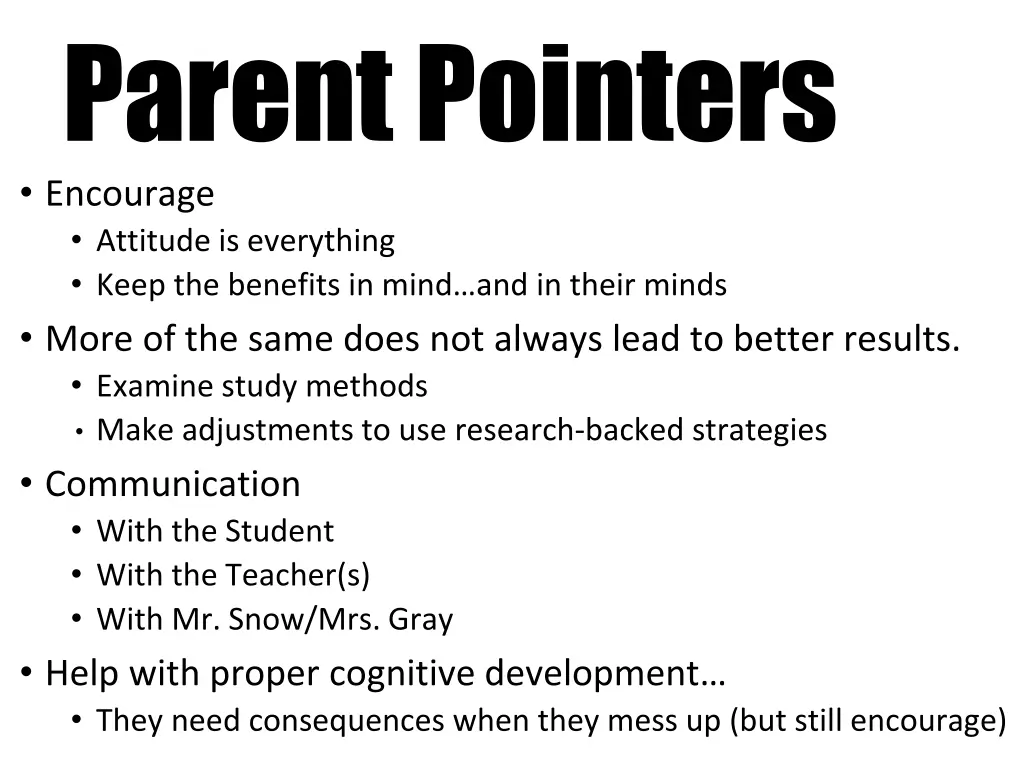 parent pointers encourage attitude is everything