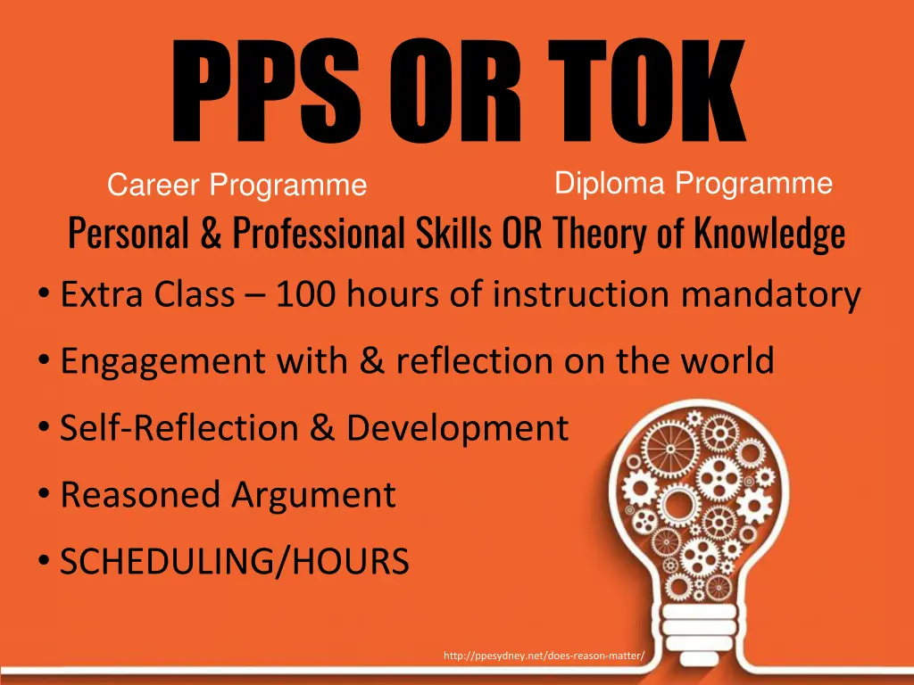 pps or tok career programme
