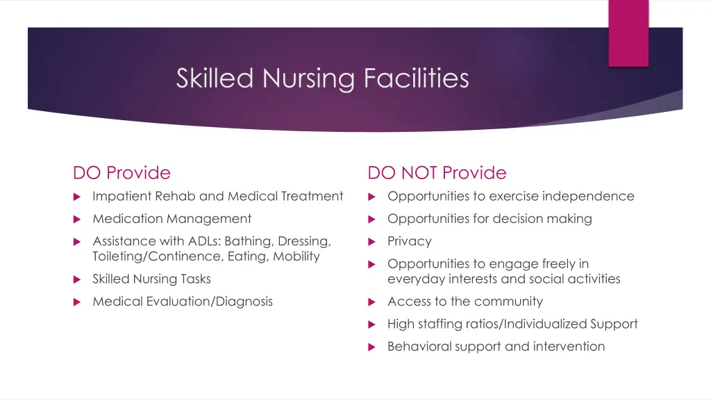 skilled nursing facilities