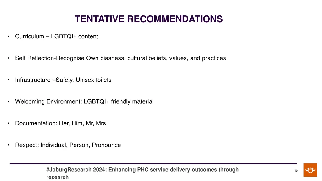 tentative recommendations