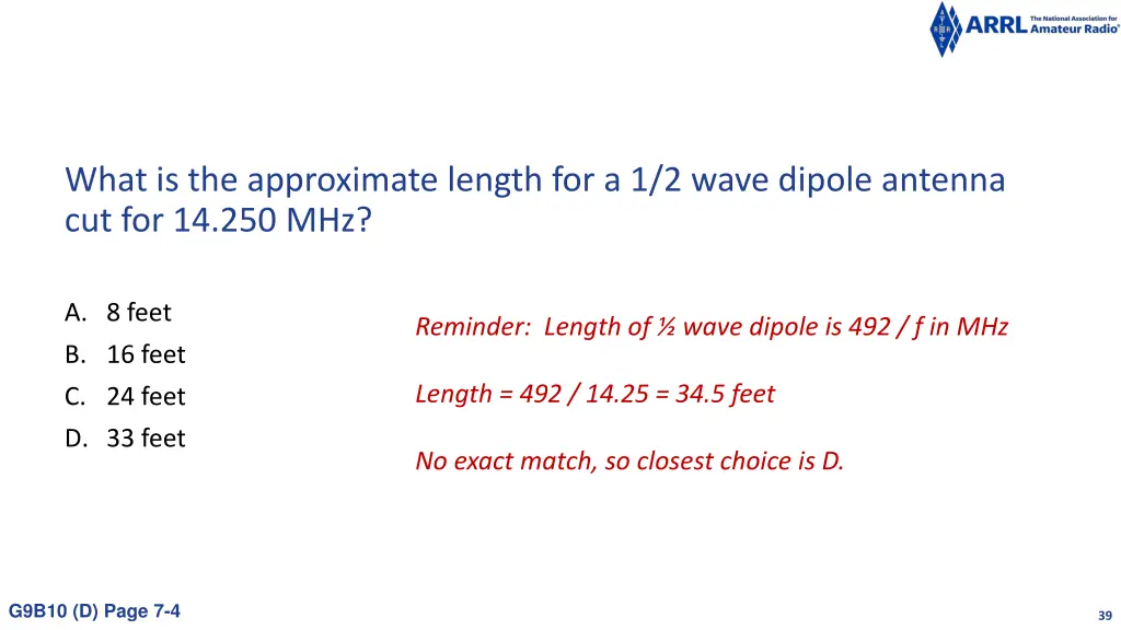 what is the approximate length for a 1 2 wave