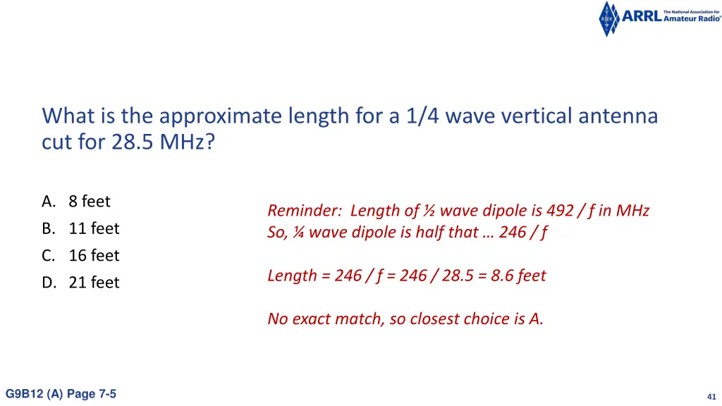what is the approximate length for a 1 4 wave