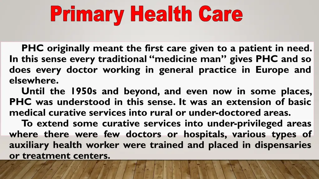 primary health care
