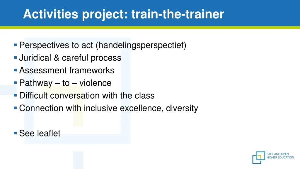 activities project train the trainer 1