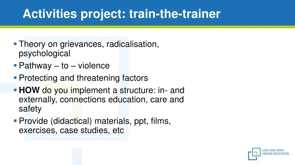 activities project train the trainer