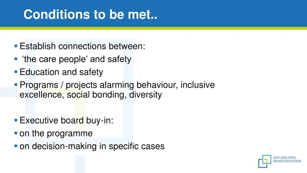 conditions to be met