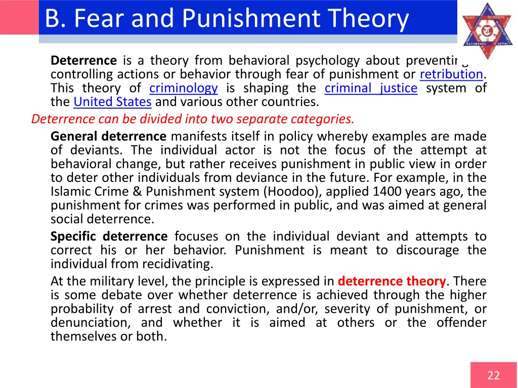b fear and punishment theory