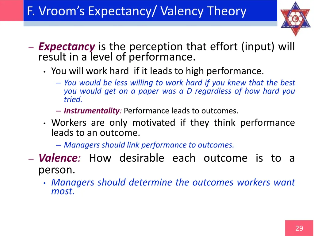 f vroom s expectancy valency theory 1