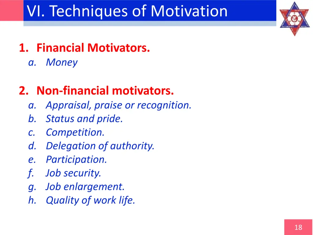 vi techniques of motivation