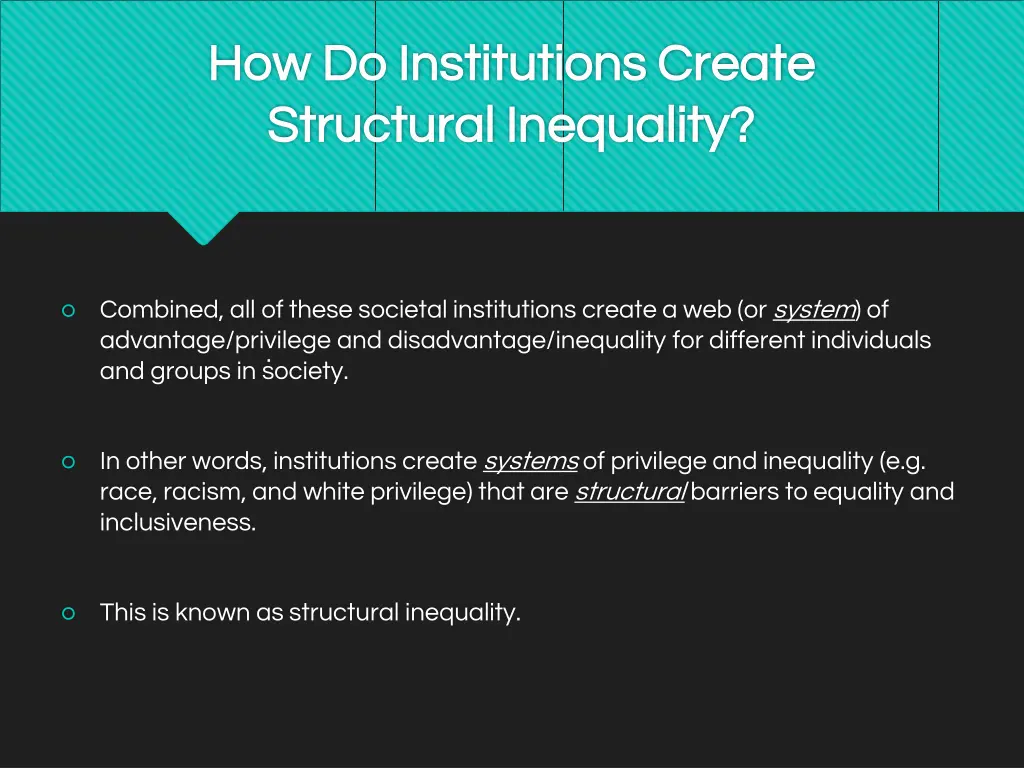 how do institutions create how do institutions