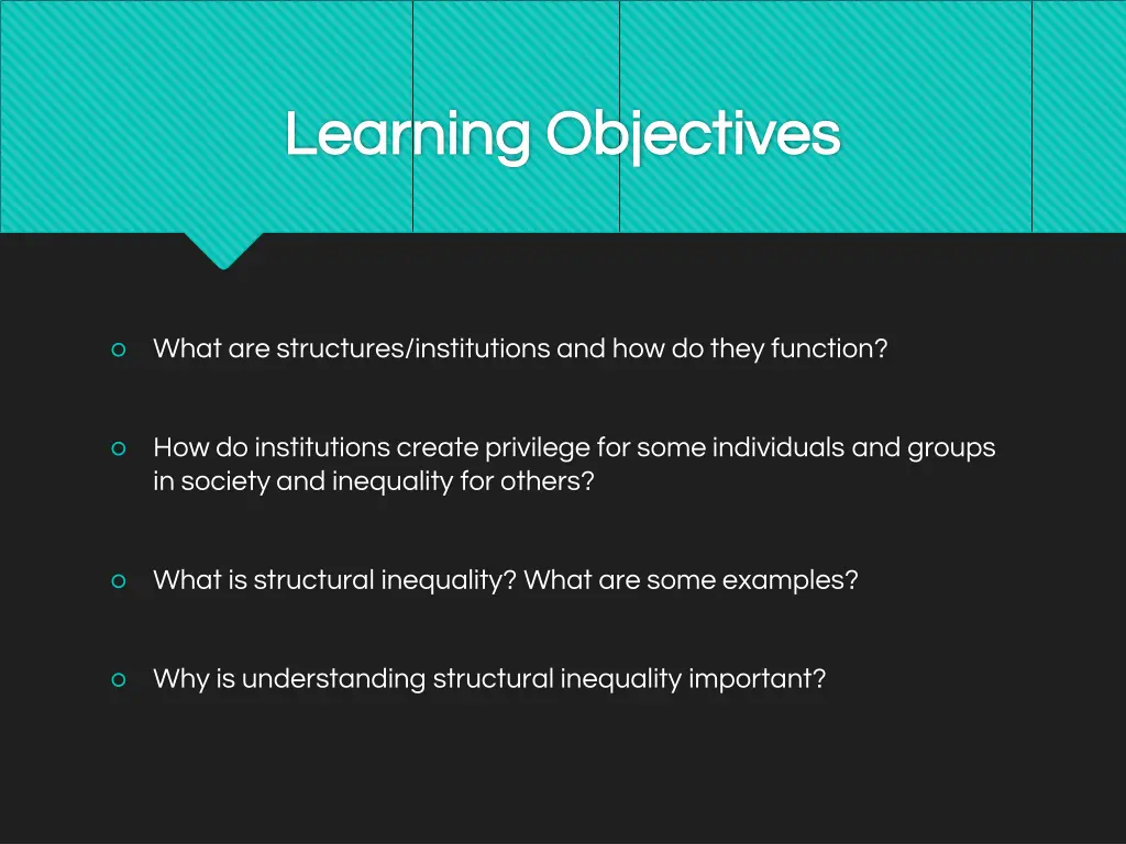 learning objectives learning objectives