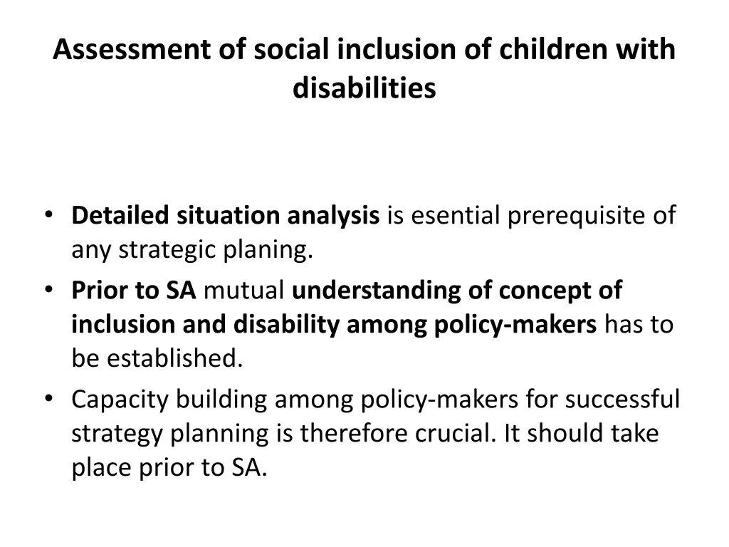 assessment of social inclusion of children with 1