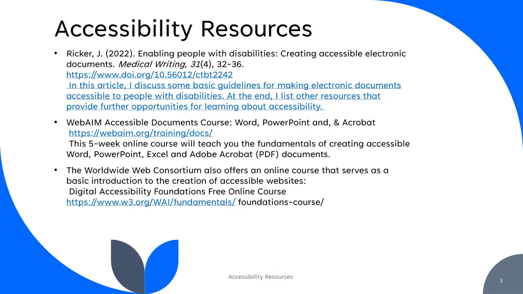accessibility resources ricker j 2022 enabling